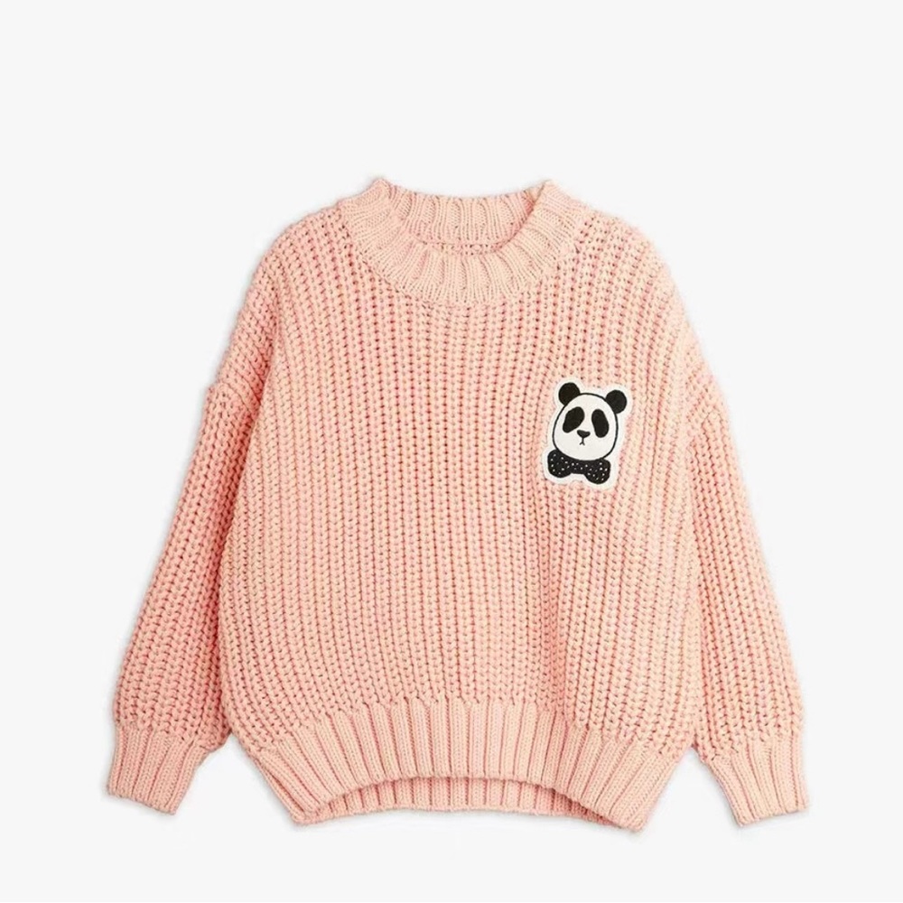 Girls mini rodini pink panda sweater